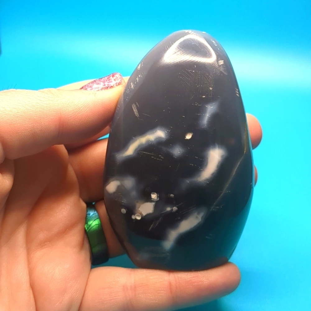Stunning orca agate crystal freeform